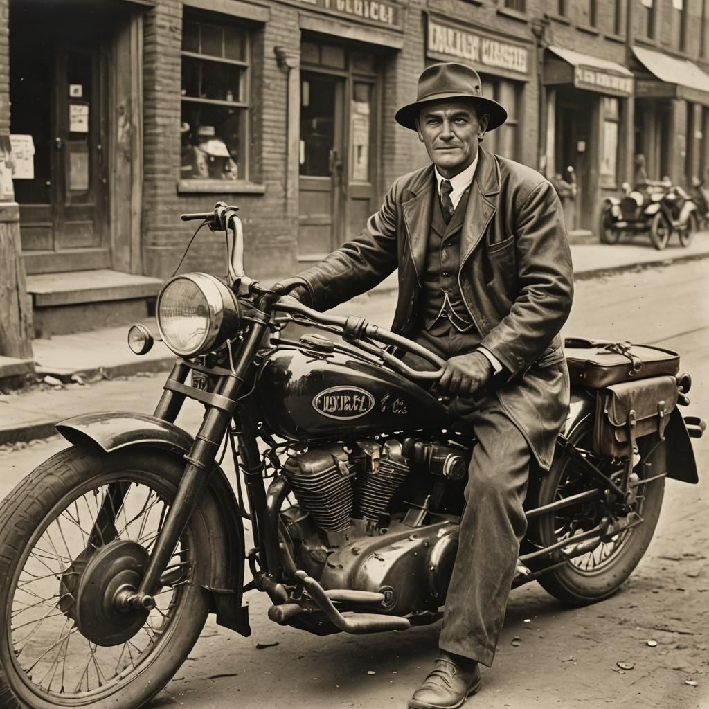 bootlegger with his motorcycle