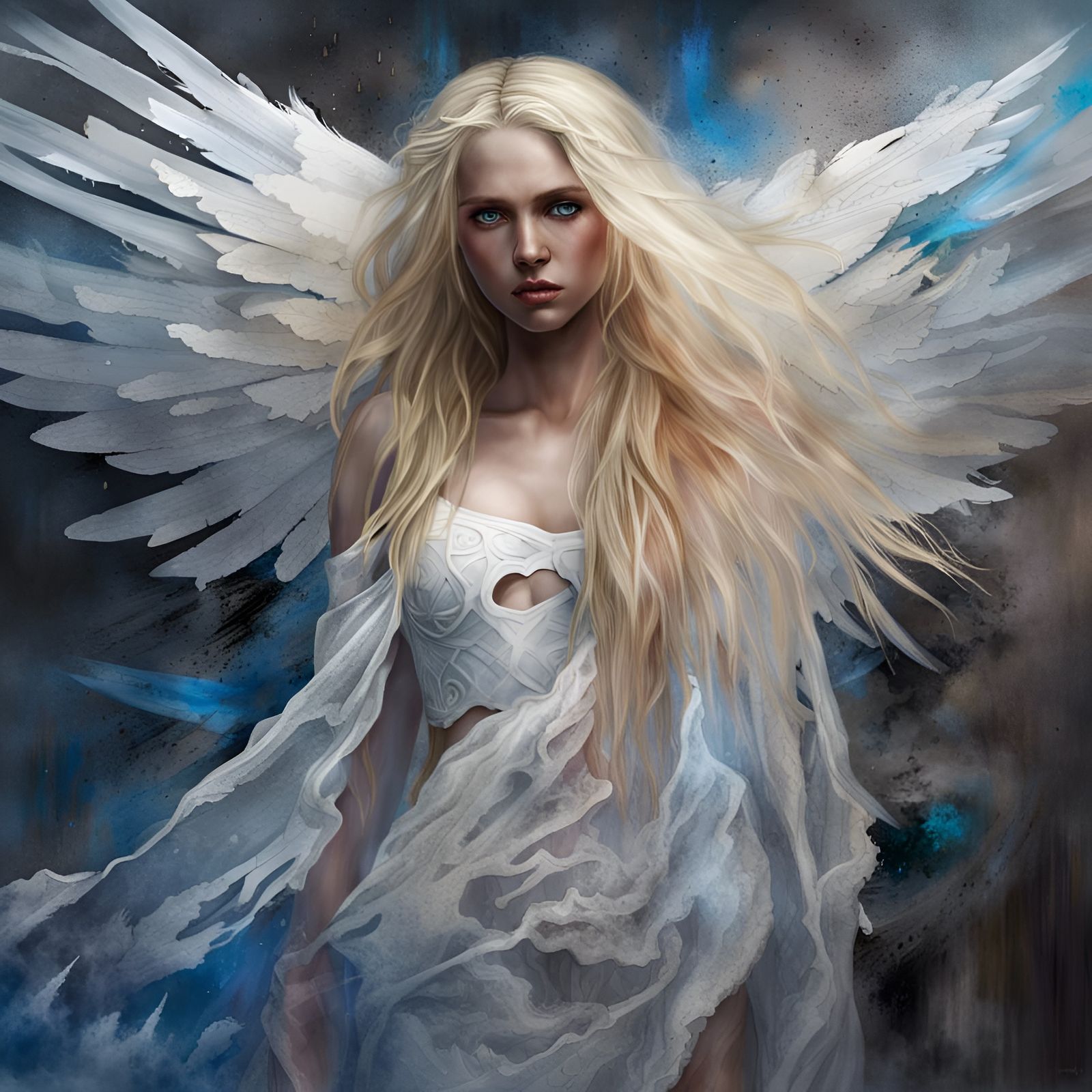 Beautiful Long Blonde Haired Blue Eyed Angel Of Divinity Extremely Stunning Ripped And Torn 6767