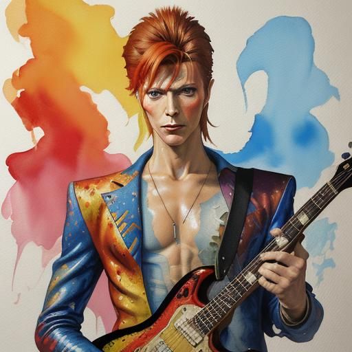 Dave Bowie Ziggy Stardust in style of Spiros Soutsos  by @rallyman