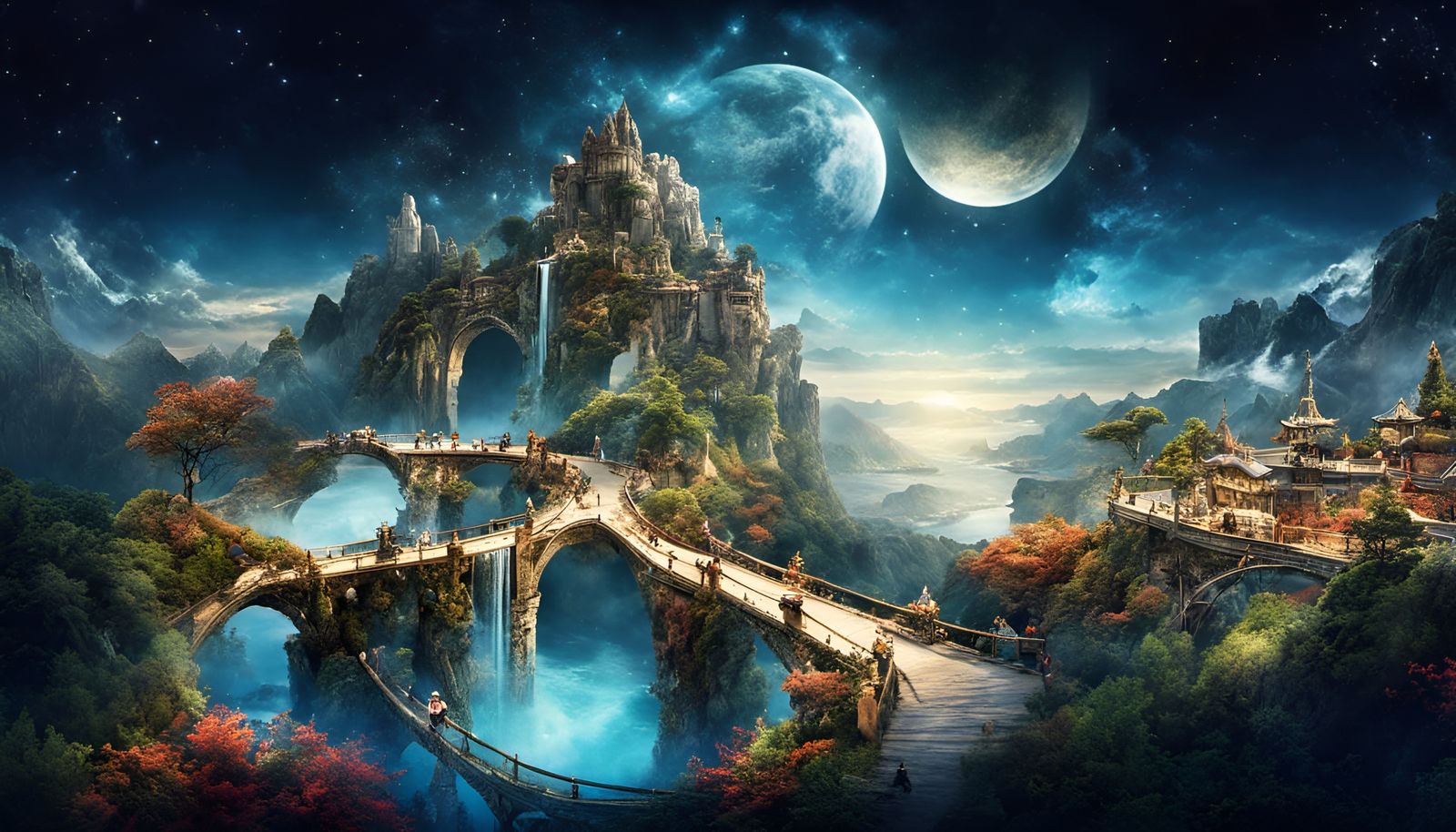 Ancient magical bridge network  by @Josh