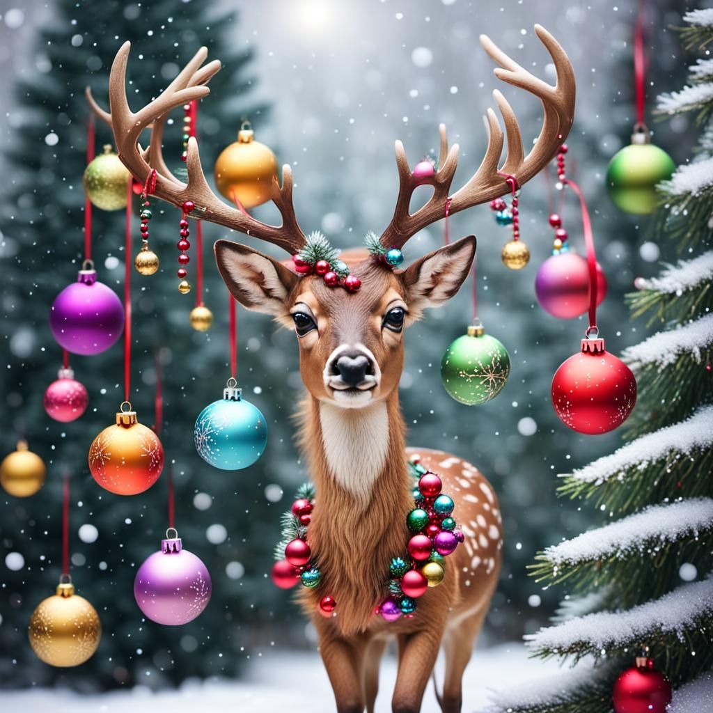 Deer Celebrating Christmas