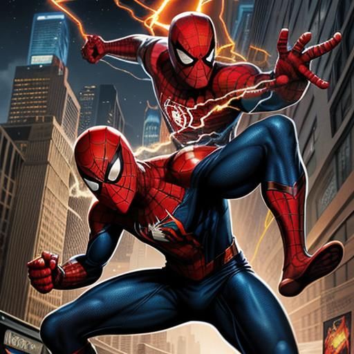 Spiderman fighting the flash