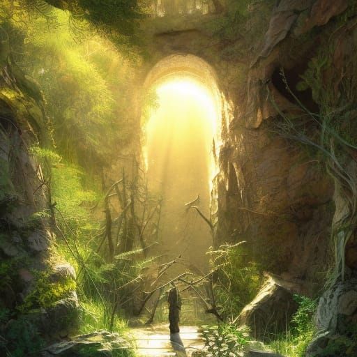 Natural portal, sunlight and shadow