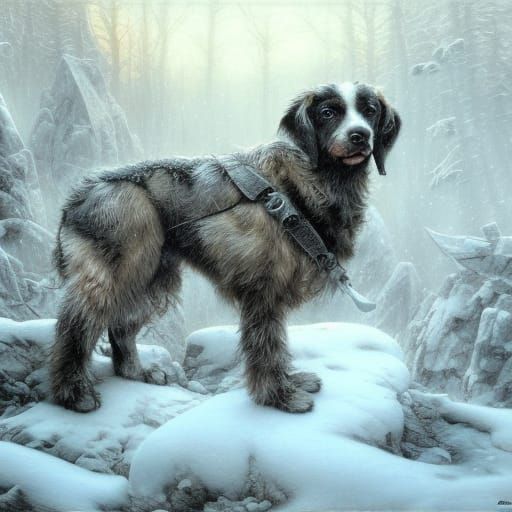 Dog in snowy country  undefined