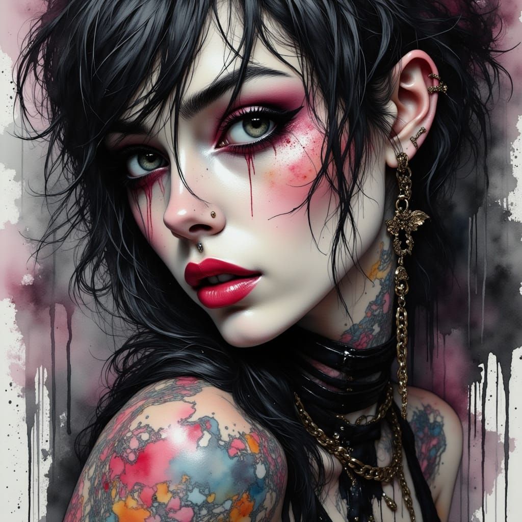 Enigmatic Goth Star in Hyperdetailed Portrait