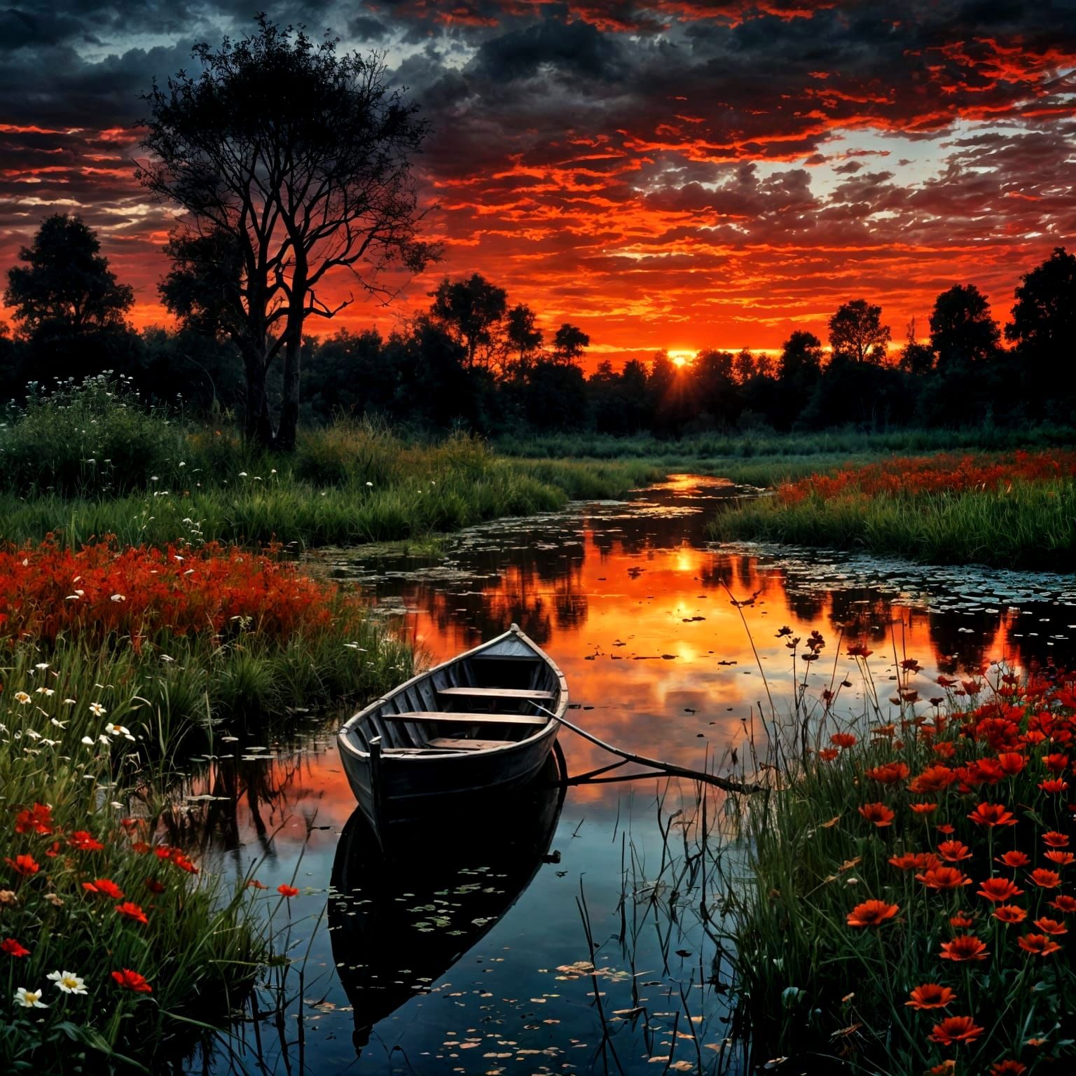 Red Sunset Marsh  by @Jen