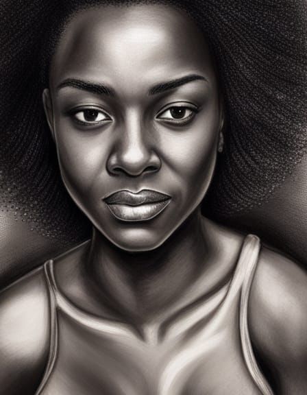 Close-up portrait. Interior night. In a bedroom . A smiling darkskin ...