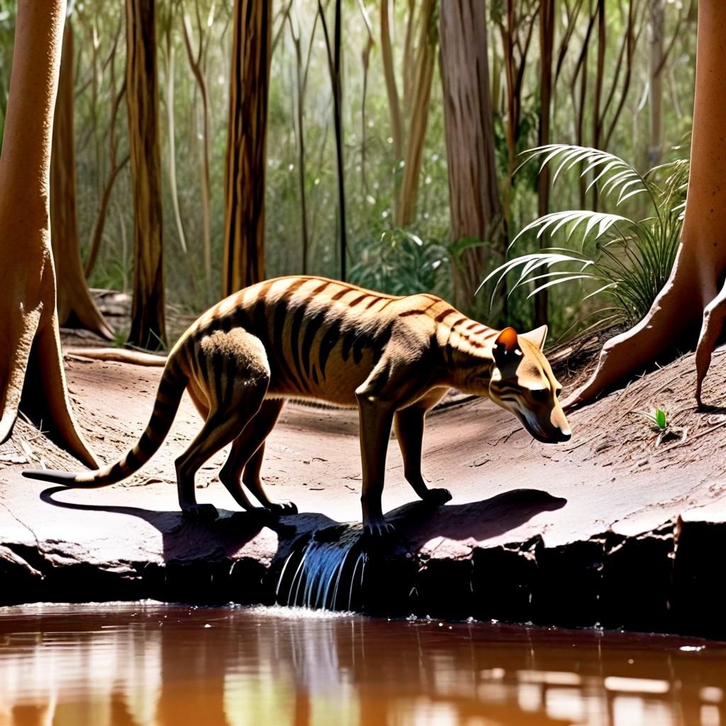 Tasmanian Tiger Predatory Marsupial - Ai Generated Artwork - Nightcafe 