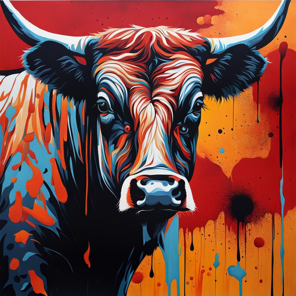 slaughter animals abstract art complementary colors fine det...