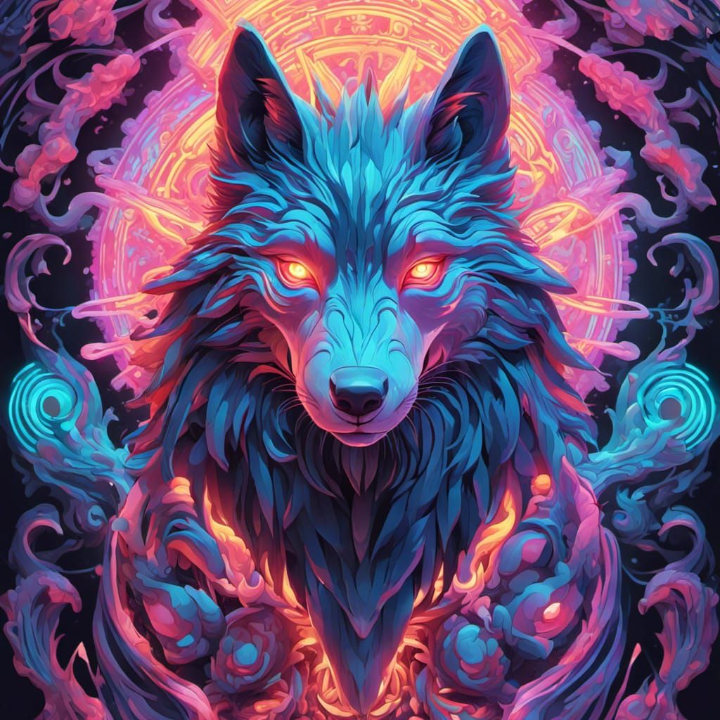 Neon Wolf - AI Generated Artwork - NightCafe Creator