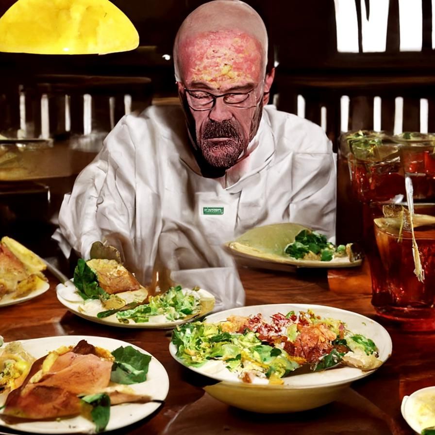 Walter White gets food poisoning at Olive Garden AI Generated Artwork