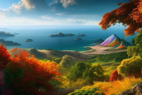 Distant Colorful Mountain