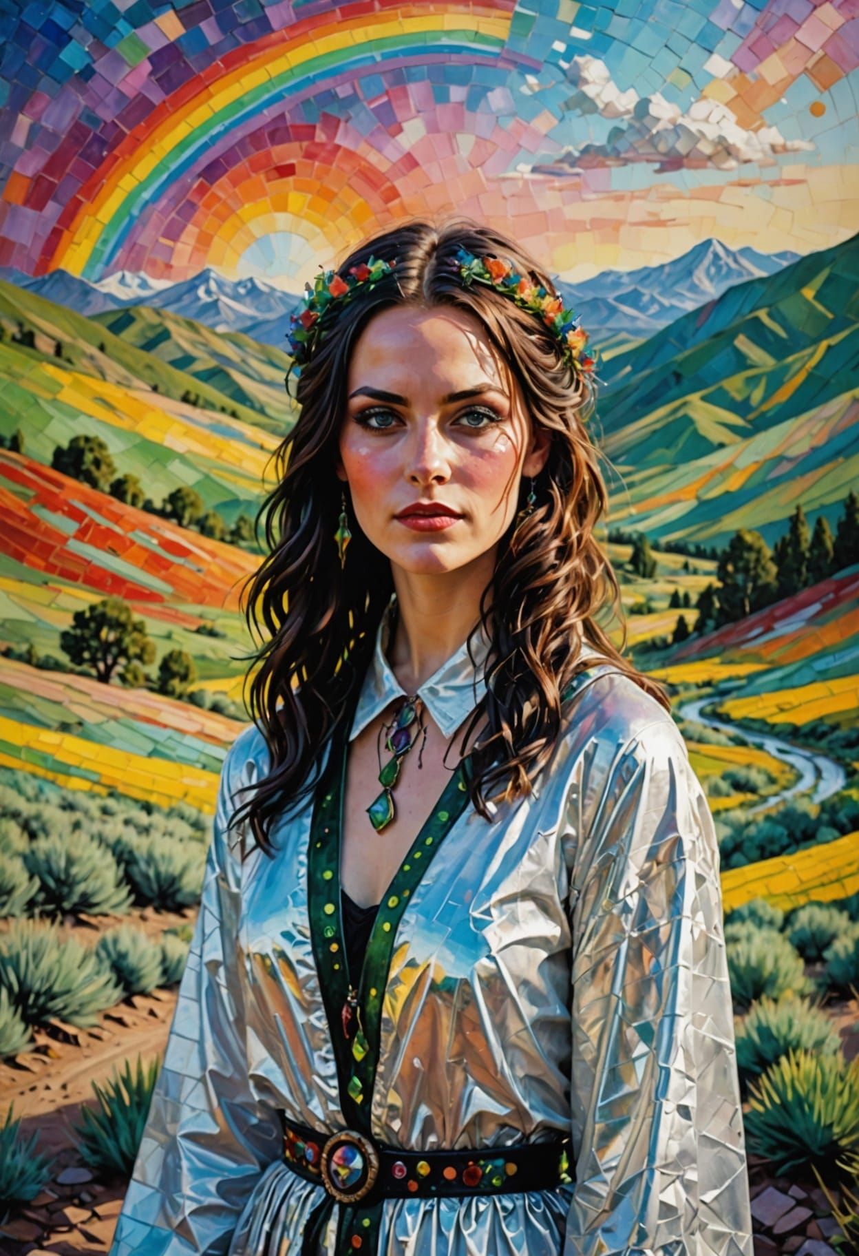 Wild Western Landscape With Goth Fairy in Prism Light