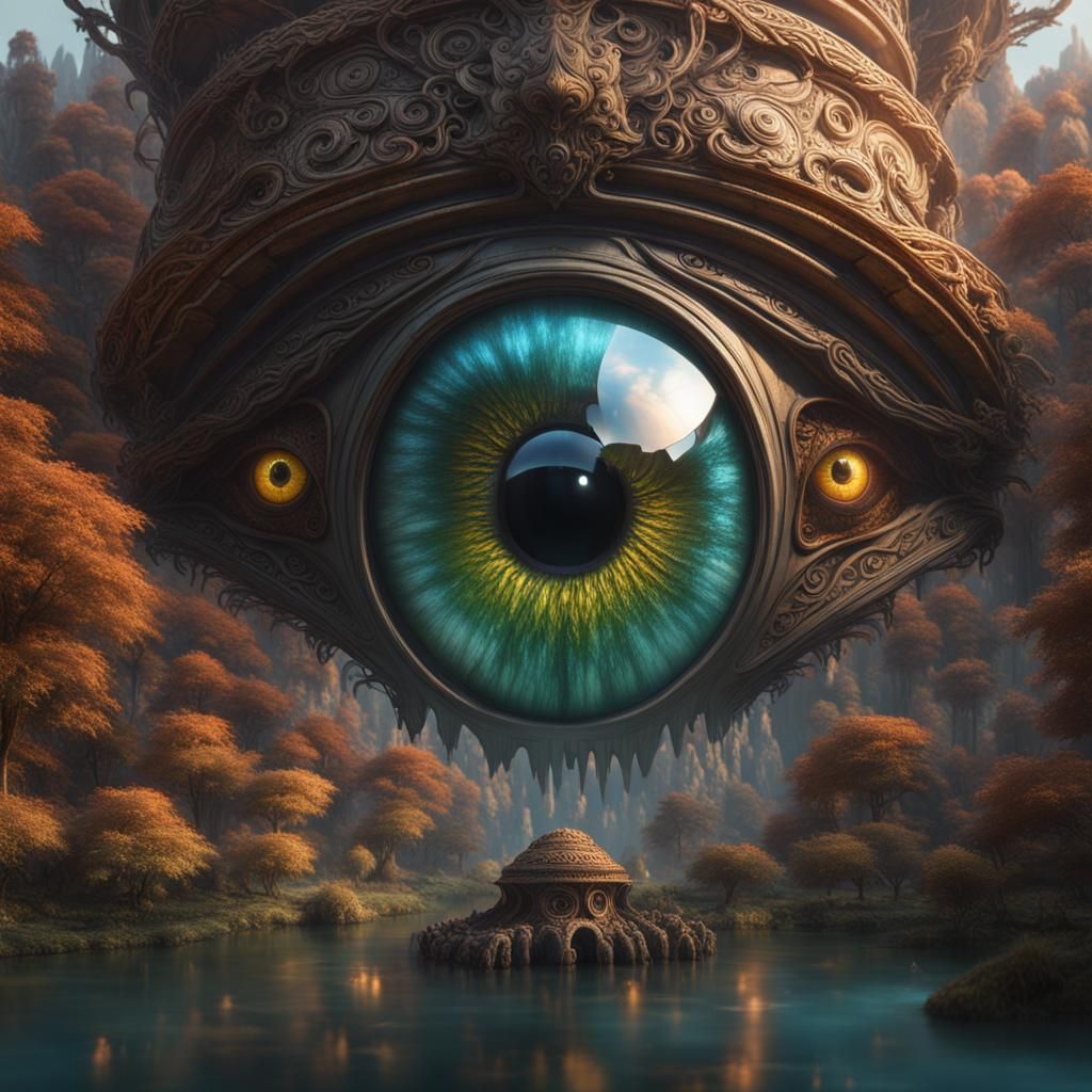 Big Floating eye surround bye smaller eyes - AI Generated Artwork ...