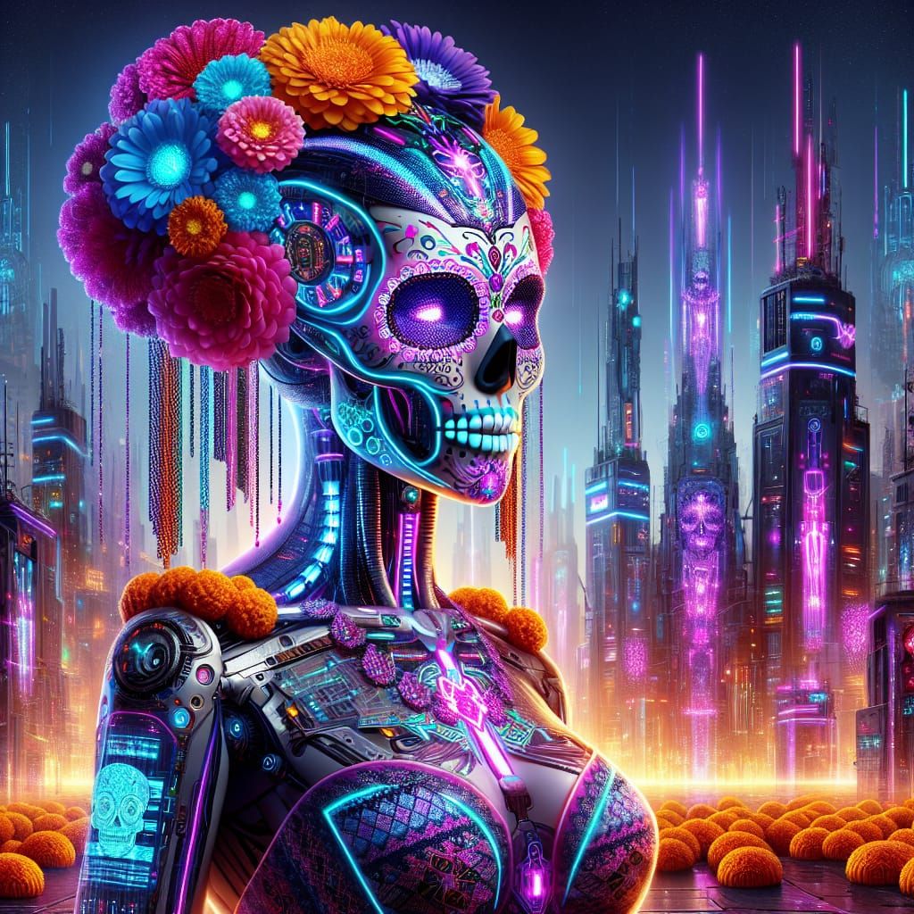 Neon Ancestry: Day of the Dead in the Future