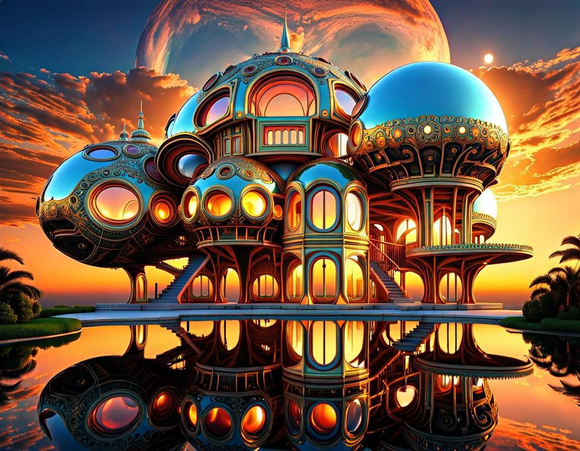 Surrealist futurist house  by @Manaland