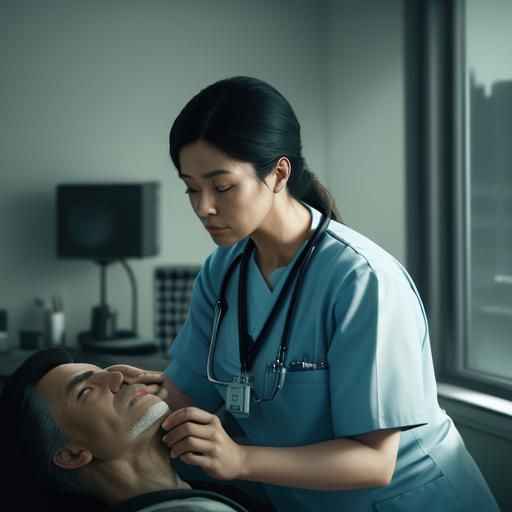 A nurse caring gently for a patient