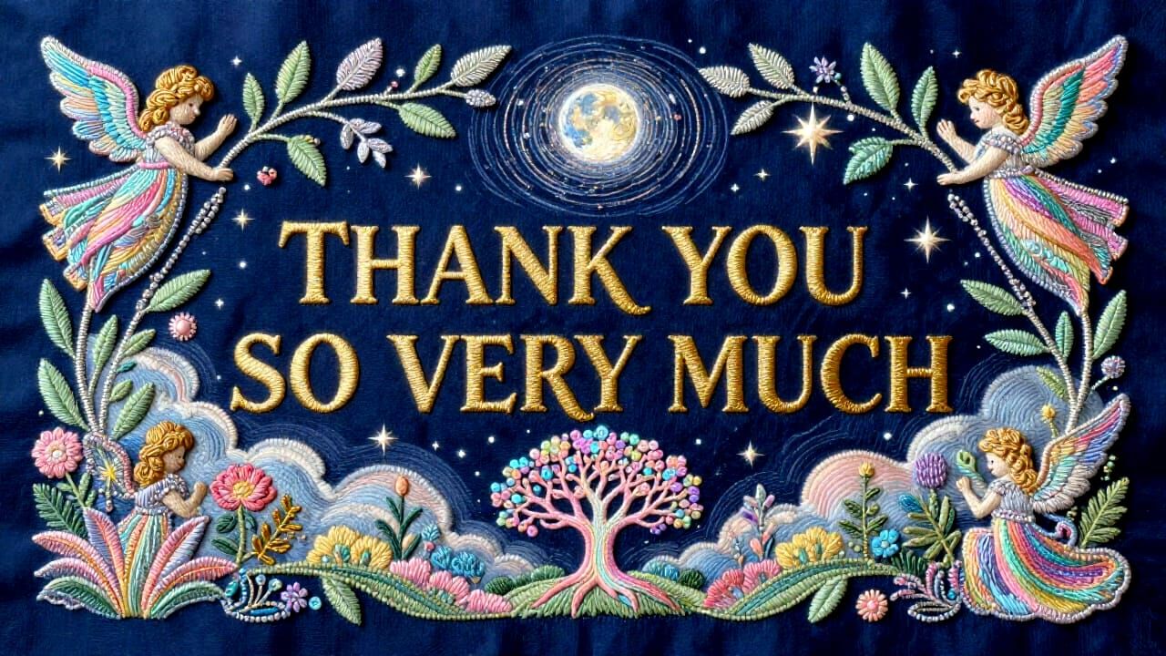 Thank You Calligraphy on Parchment with Angelic Angels