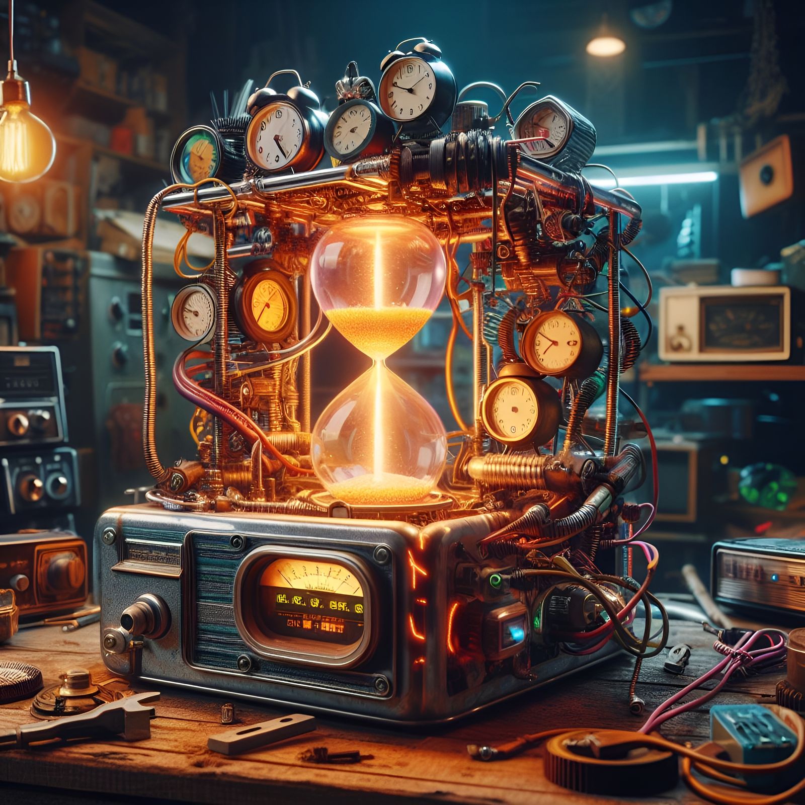 Time machine science fair project.  (Dall-E-3,  10jan24)