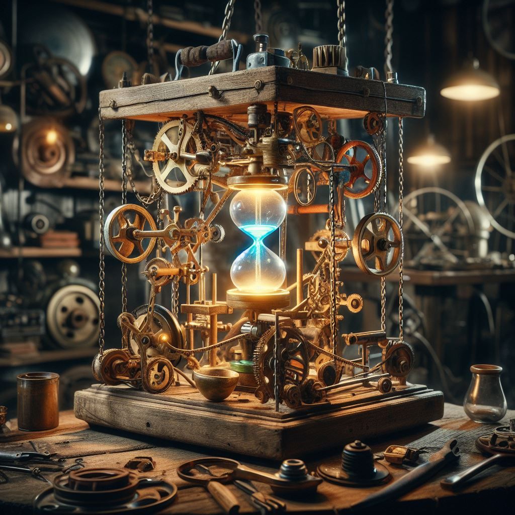 Time machine science fair project.  (Dall-E-3,  10jan24)