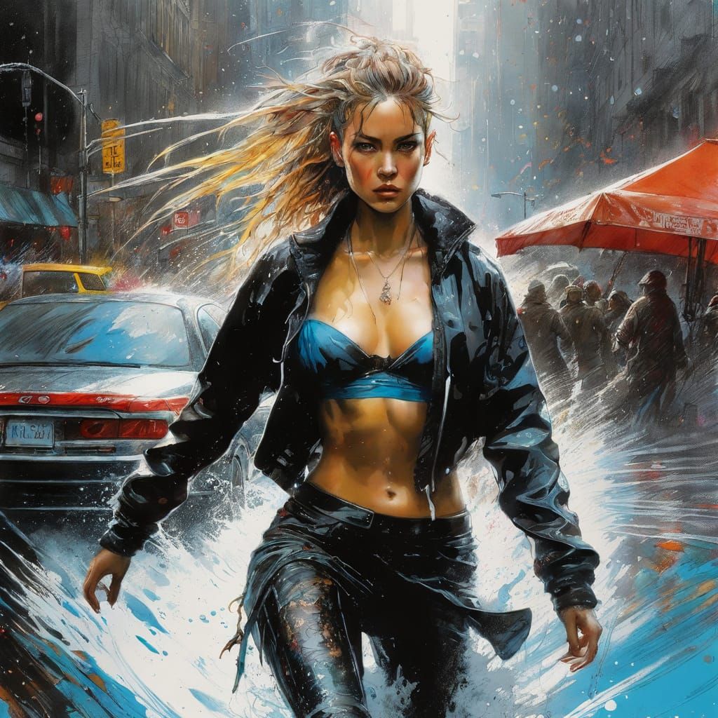 Strong woman in New York