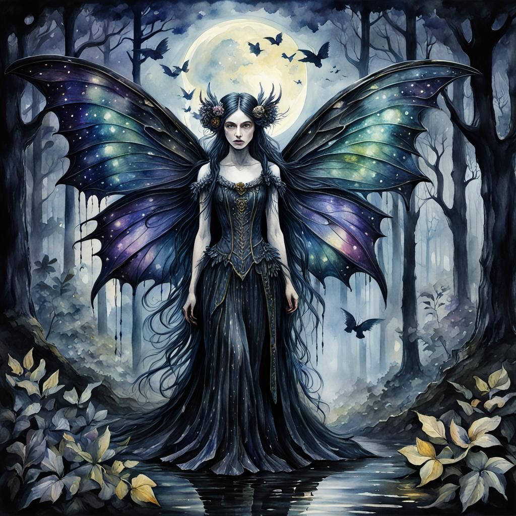 Watercolor Dark Fairy