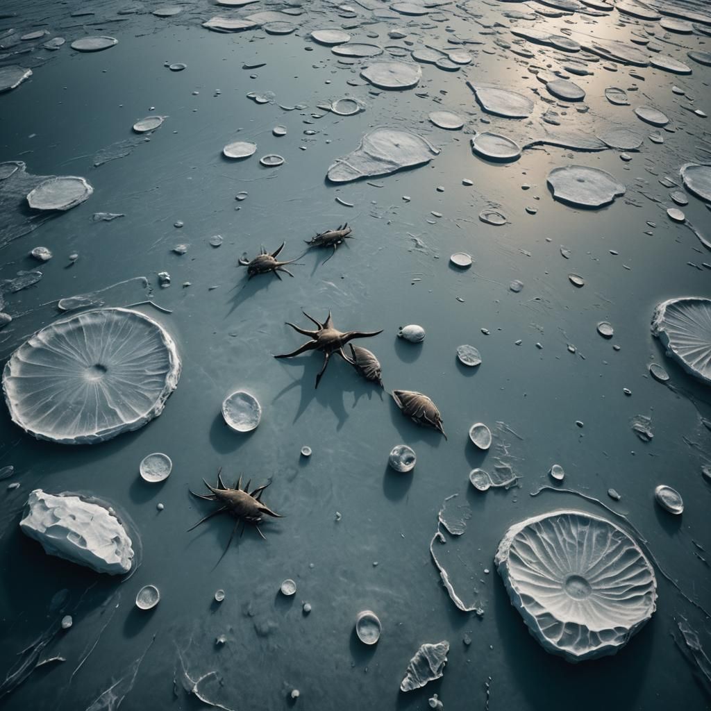 Small pelagic organisms thrive, amid filtered sunlight, atop...