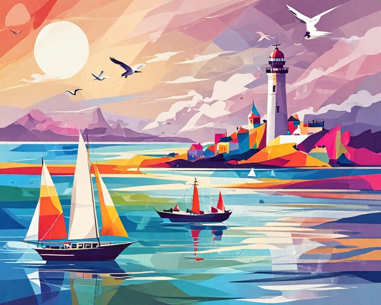 Lighthouse. Abstract scene.