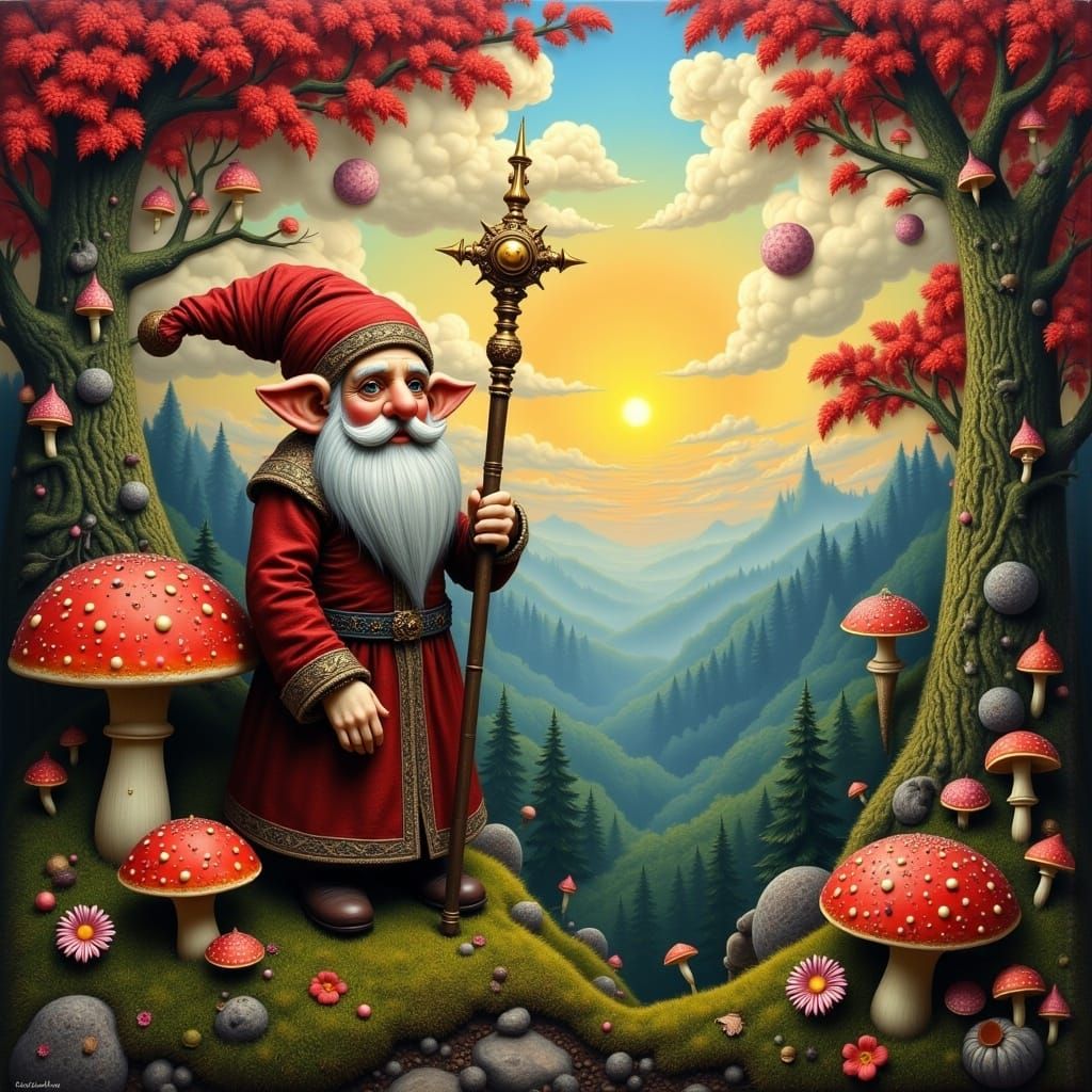 <lora:MESSY POP SURREALIST:1.0> Oil Painting, High Gothic, Ethereal, Otherworldly, lord of the rings tiny dwarf, Hyperdetailed detailed Celt...