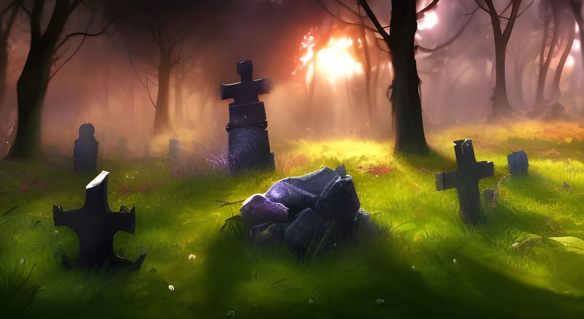 Graveyard Summer Sunrise #14 - AI Generated Artwork - NightCafe Creator