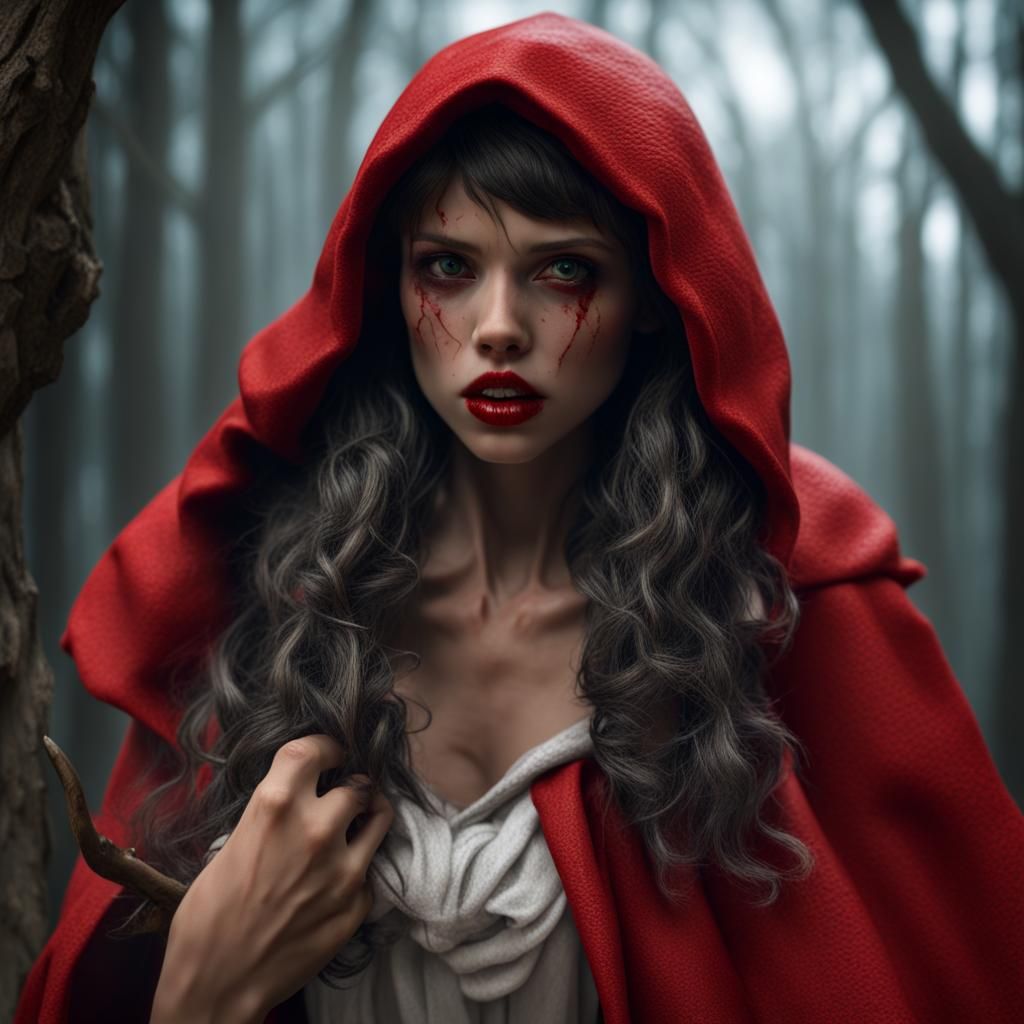 Little red riding hood turning into a werewolf, 64k resolution, a ...