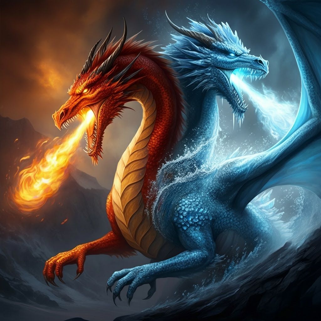 Dual-Headed Dragon of Fire and Ice