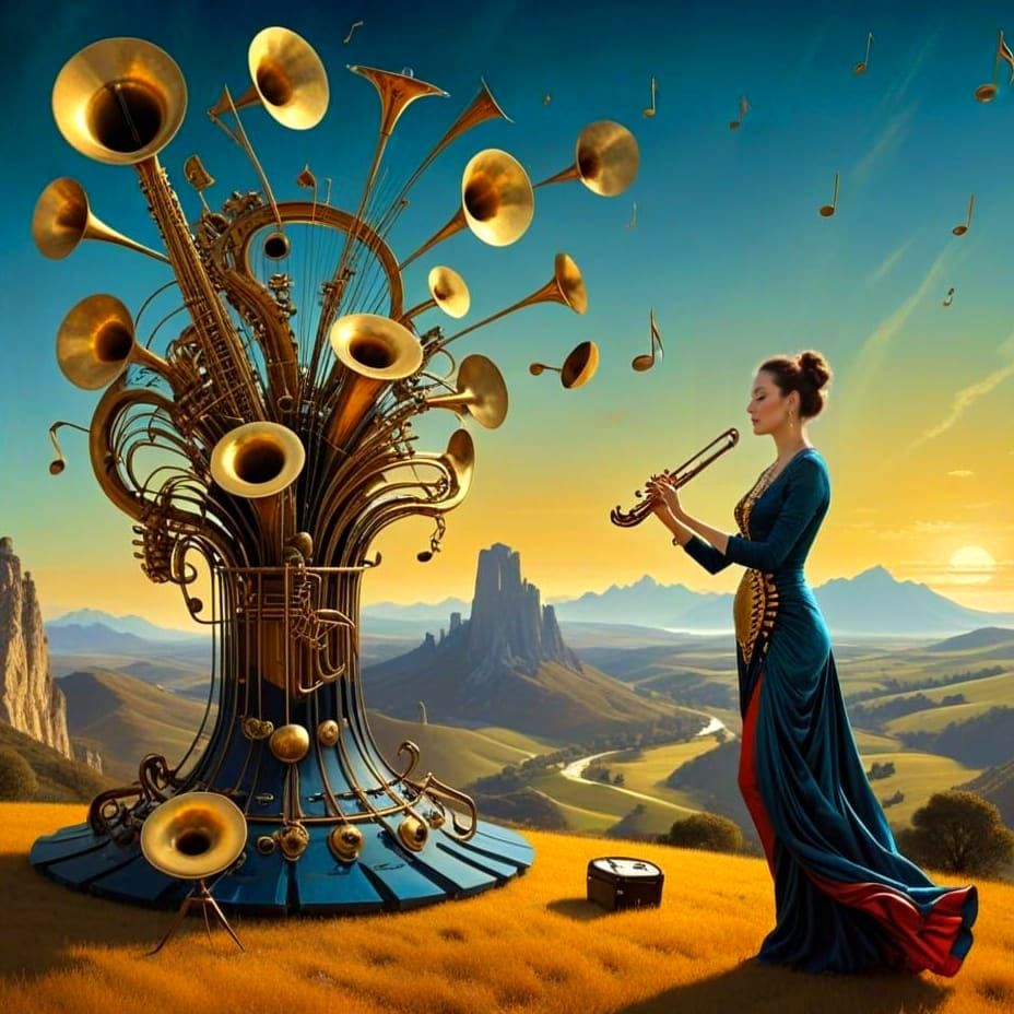 Charming Lady in Enchanting Musical Scene
