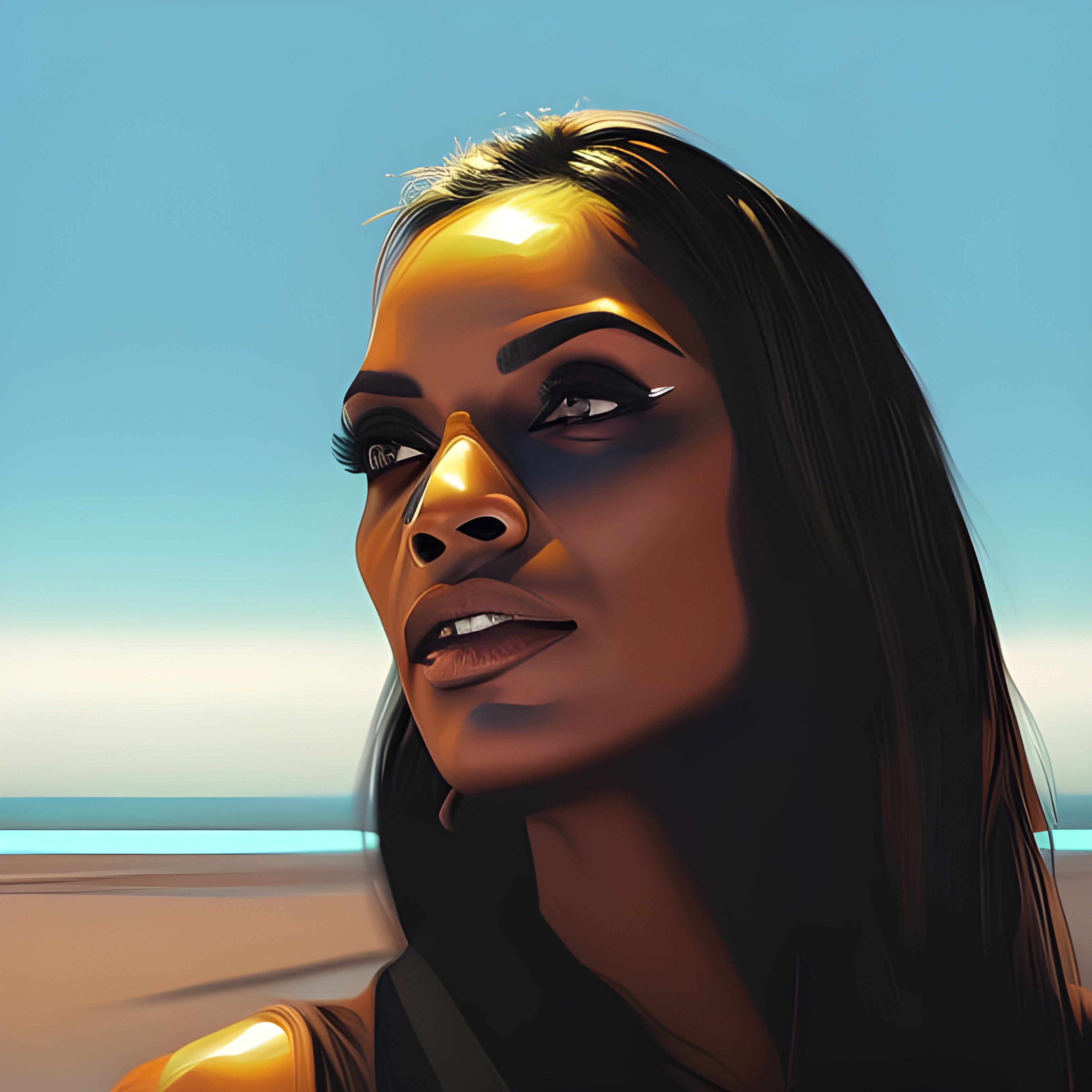 Rosario Dawson At The Beach - AI Generated Artwork - NightCafe Creator