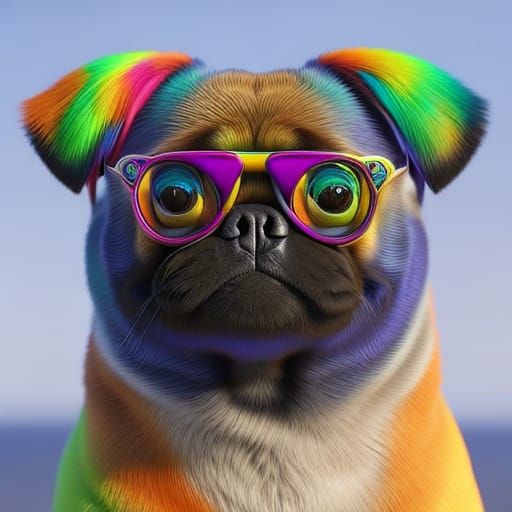 Pug with funky glasses - AI Generated Artwork - NightCafe Creator