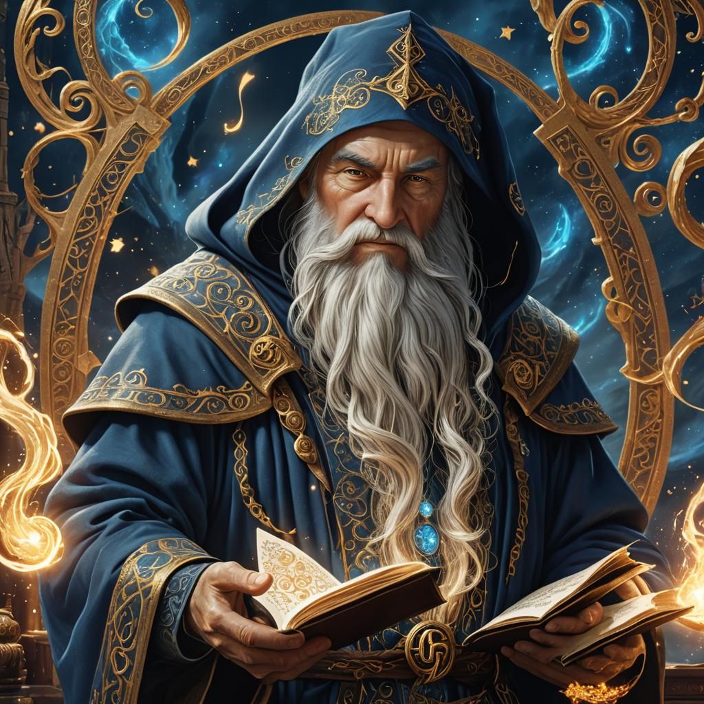 High-Fantasy Wizard Casting Spell, Digital Matte Painting