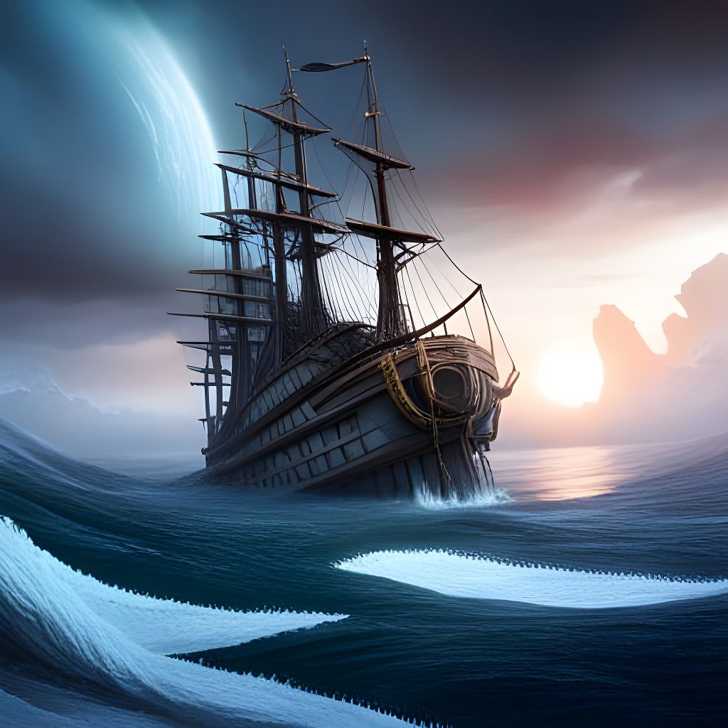 a great ship struggling with storm - AI Generated Artwork - NightCafe ...