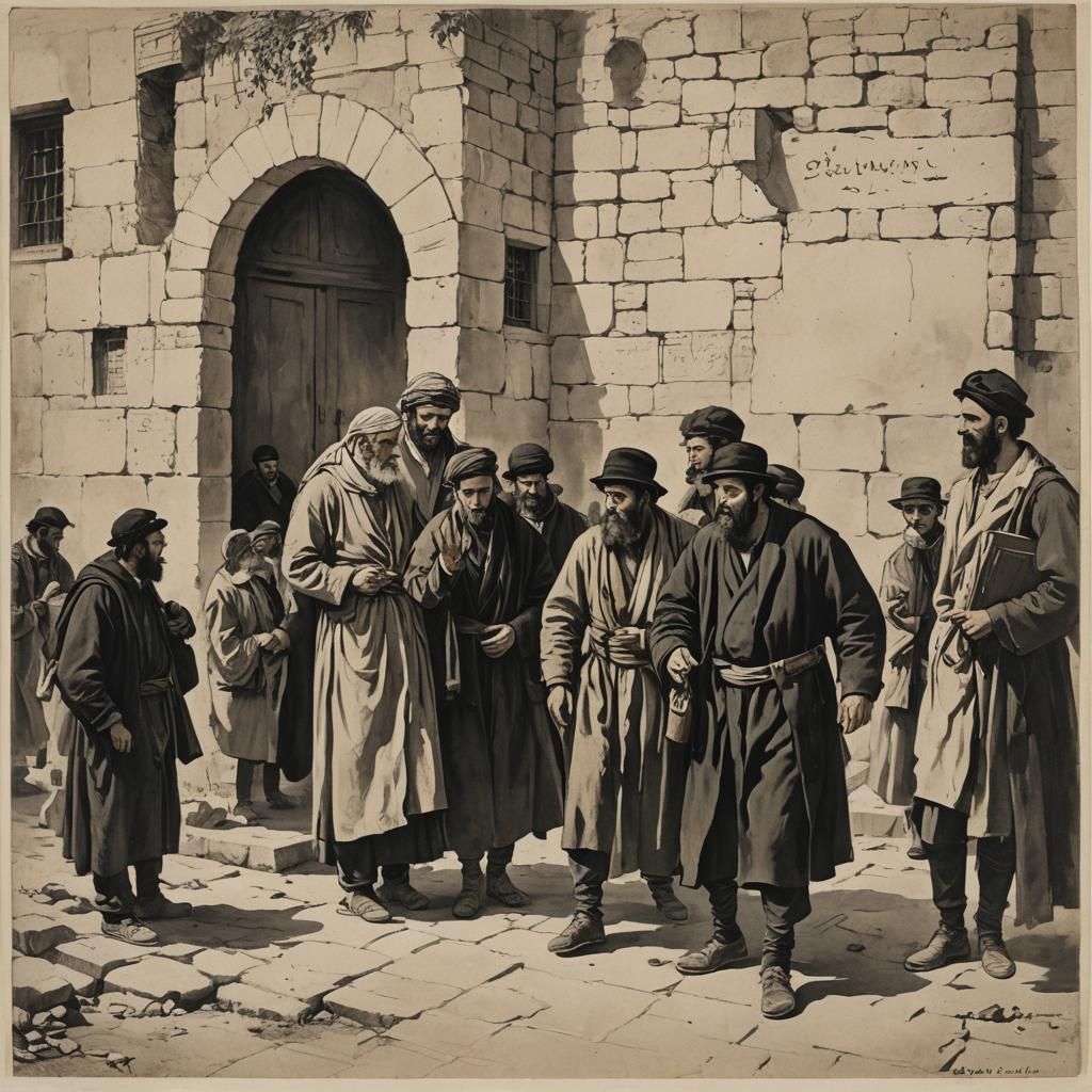 Concerned Hasidic Jew at Bus Stop Portrait