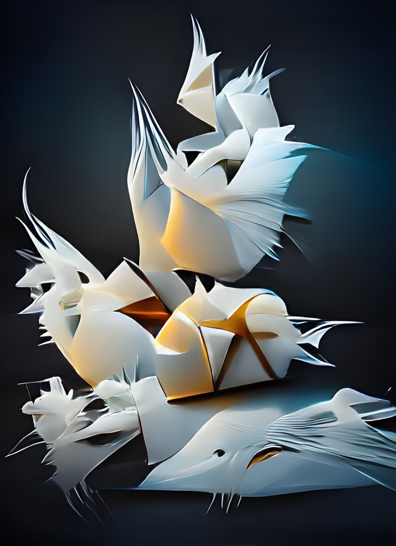 Origami  beautiful white doves by Josephine Hall