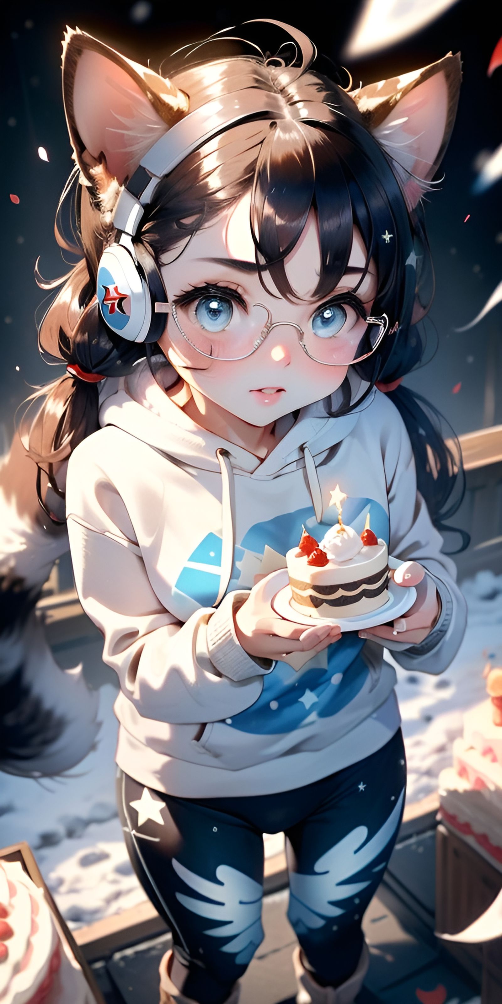 Petitie Gamer Girl Holding a piece of Cake