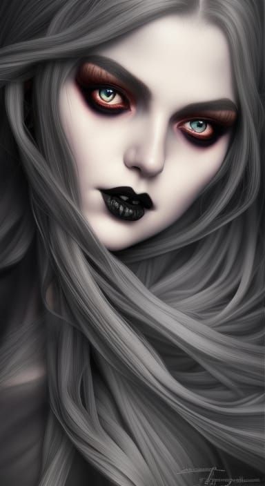 Gorgeous Gothic Witch in Hyperrealistic Digital Portrait