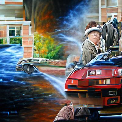 Back to the Future detailed painting oil on canvas