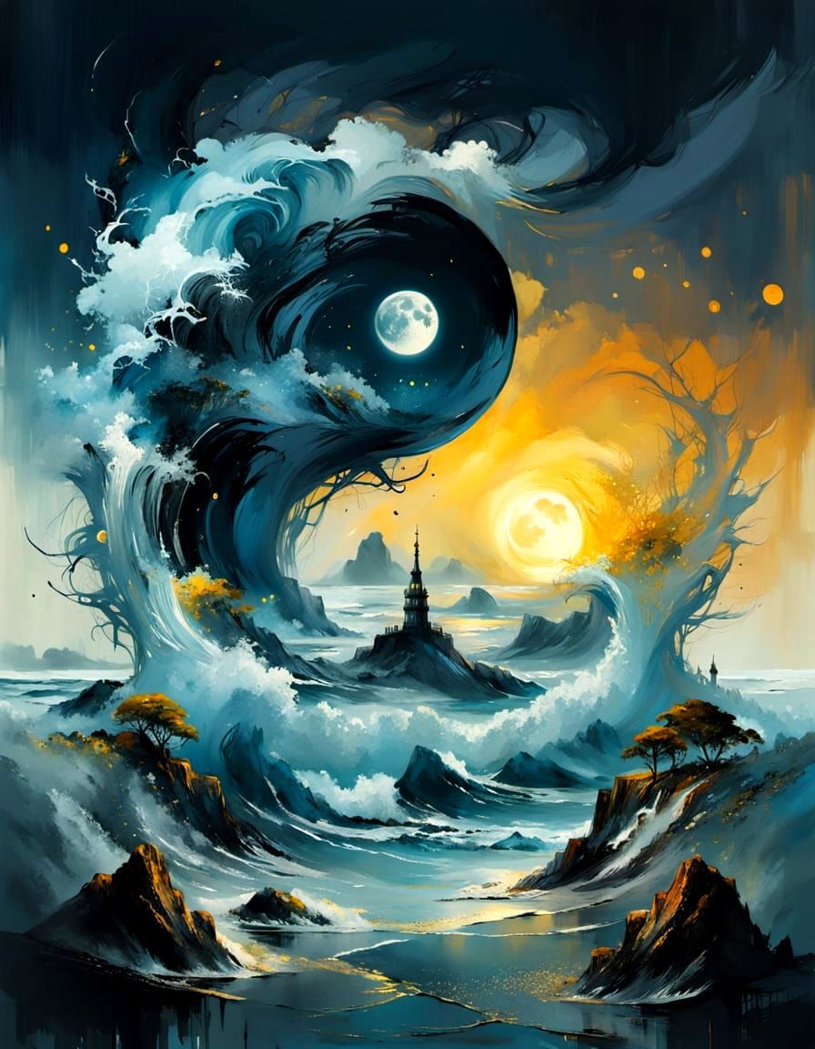 Yin Yang Stormy Sea