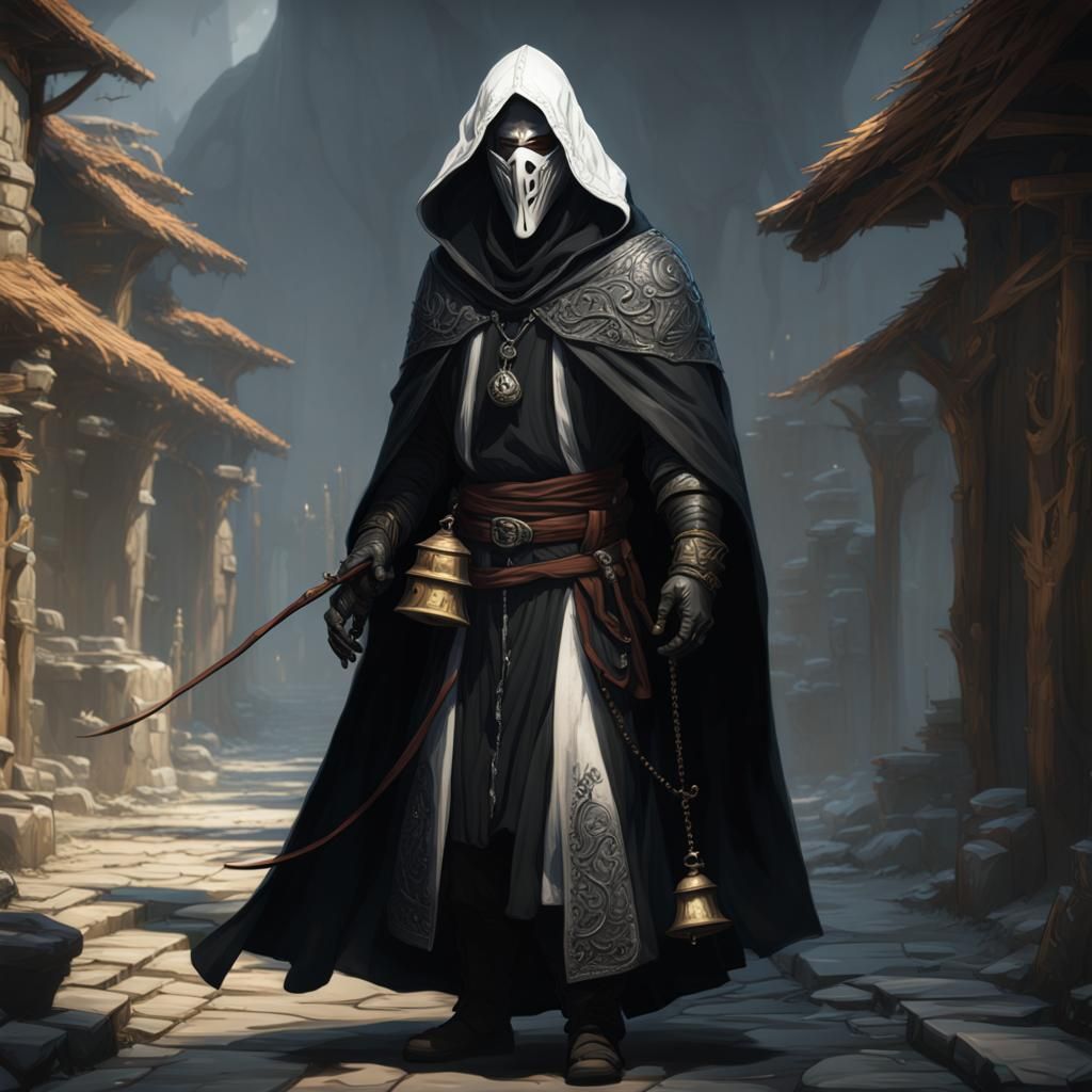 Mysterious Masked Figure in Dark Fantasy Style