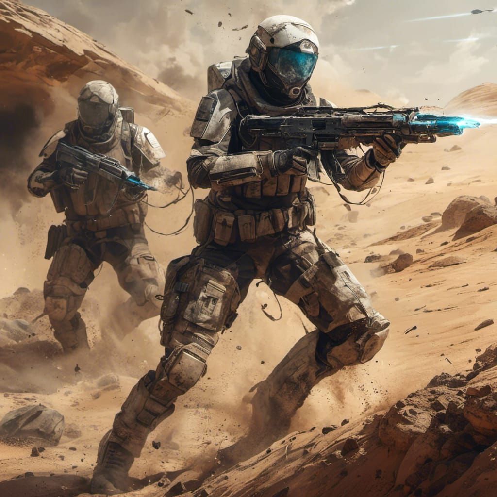 <lora:Scrappers:1.0>  A portrait of a female soldier shooting a laser rifle