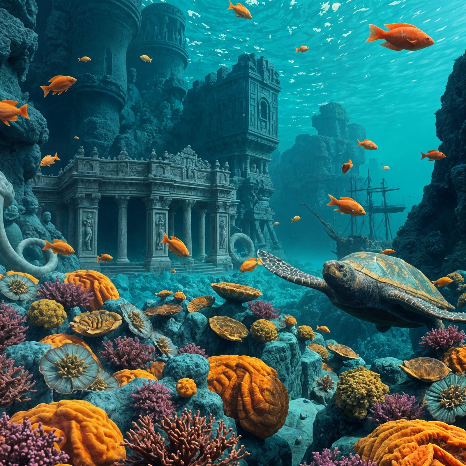 Underwater Coral Reef Temple  by @Hinty