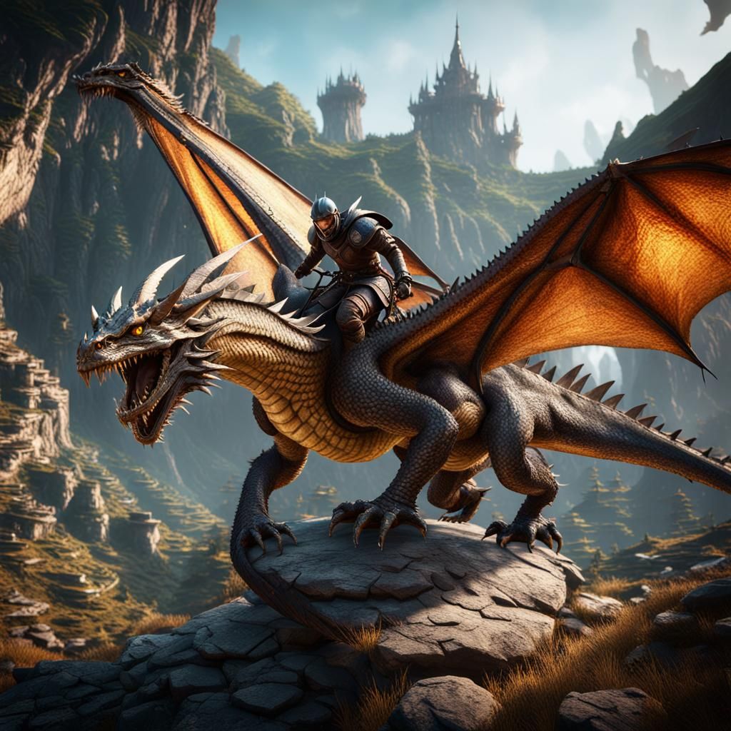 Riding on a dragon  by @VD 3D Art