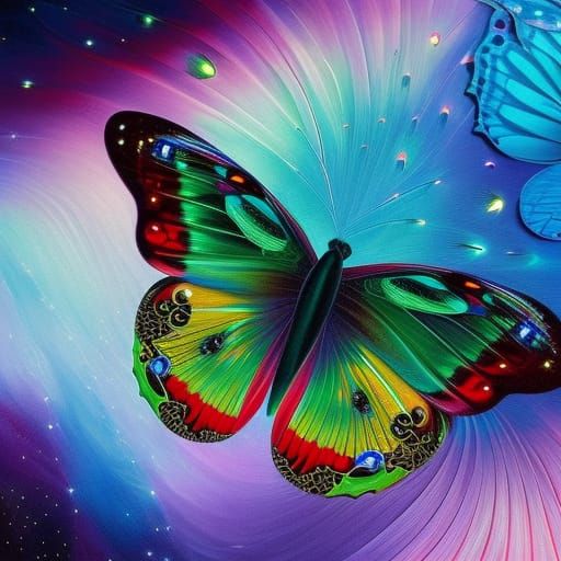 “HYPERDETAILED BACKLIT BEAUTIFUL BUTTERFLY PAINTING BY ANDRO...