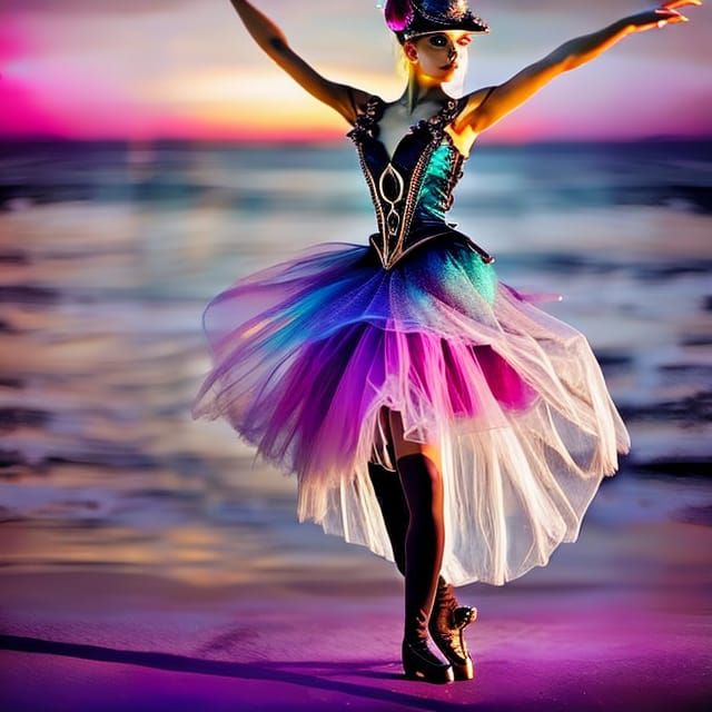 beautiful Steampunk ballerina in an Intricate detailed vivid...