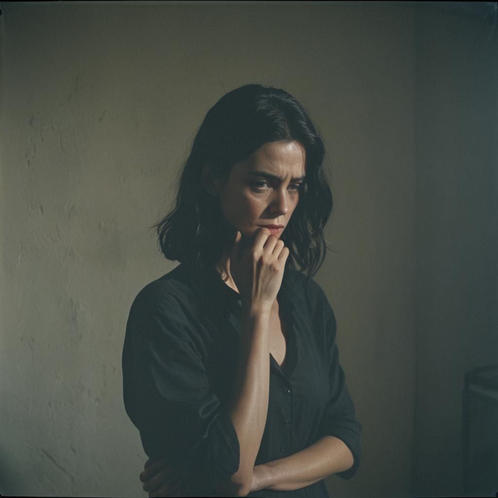 Melancholy Woman in Empty Room, Cinematic Still